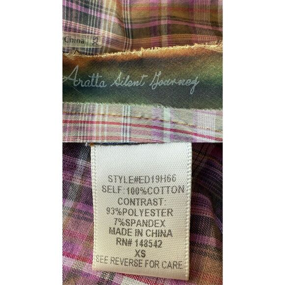 Aratta Silent Journey Boho Plaid Purple Pink Wrap Dress Size XS - Picture 11 of 12